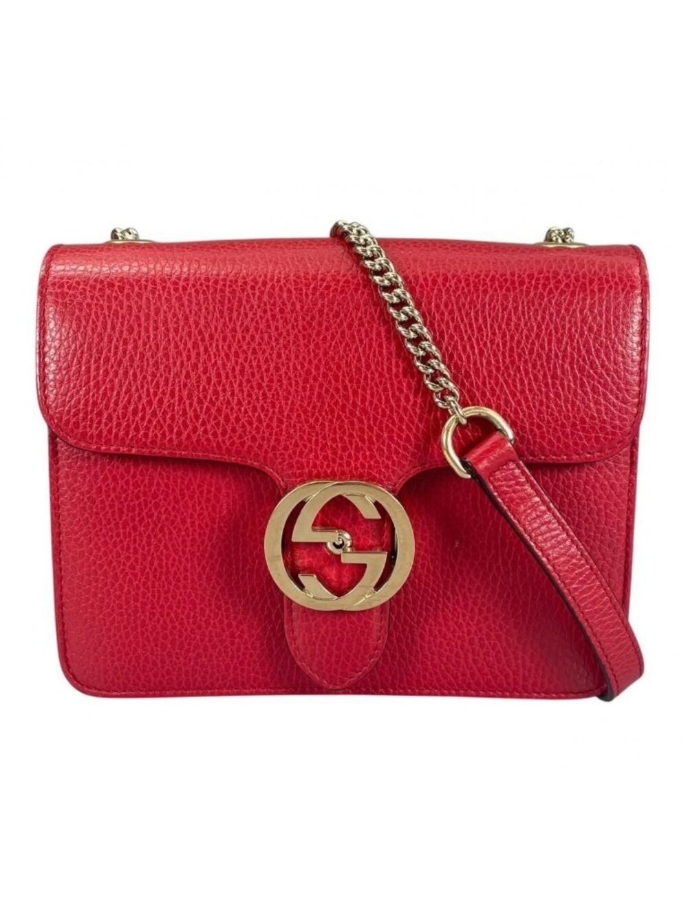 Gucci Cross Gold Chain Interlocking Red Shoulder Bag